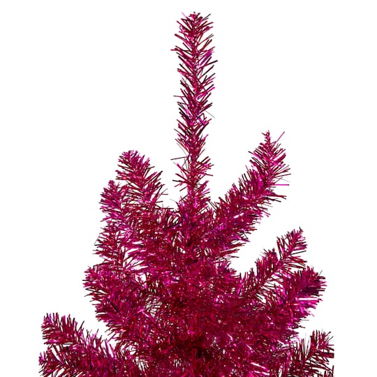 6ft. Unlit Metallic Pink Tinsel Artificial Christmas Tree
